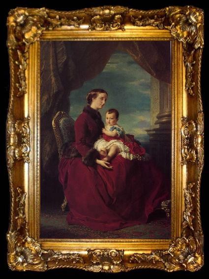 framed  Franz Xaver Winterhalter The Empress Eugenie Holding Louis Napoleon, the Prince Imperial on her Knees, ta009-2